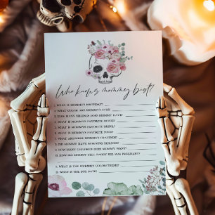 Papier Gothique Rose Crâne Floral Qui connaît maman meill