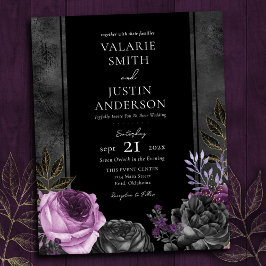 Papier Gothique violet et noir Mariage floral tout en un