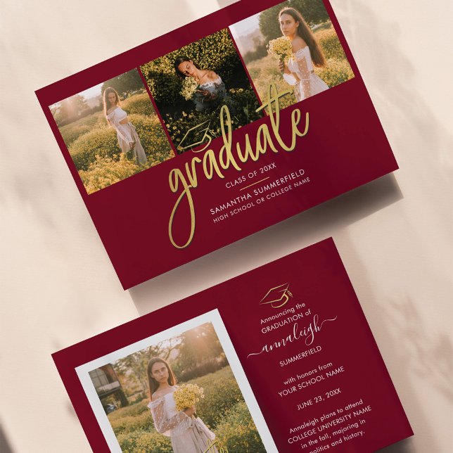 Papier Grad 2024 Photo Collage Graduation Faire-part (Créateur téléchargé)