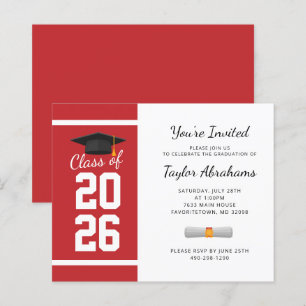 Papier Grad 2025 Red Graduation Party Invitation