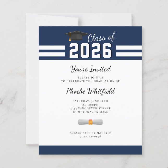 Papier Graduate 2025 Marine White Graduation Party (Devant)