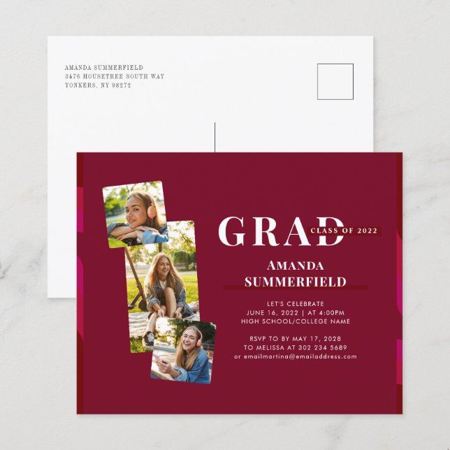 Papier Graduation 2024 Grad Photos Party Invitation (Devant / Derrière)