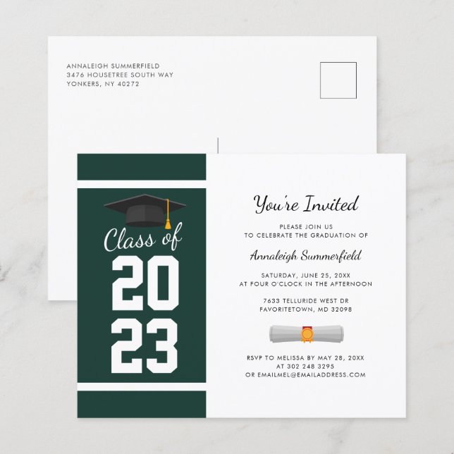 Papier Graduation 2024 Green Grad Party Invitation (Devant / Derrière)