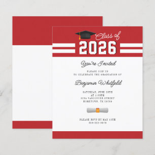 Papier Graduation 2024 Red White GradParty Invitation
