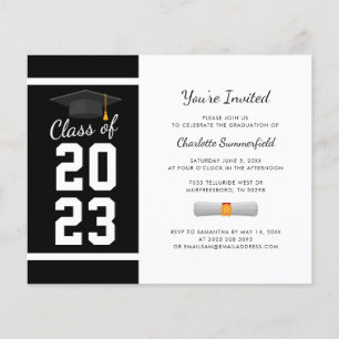 Papier Graduation 2025 Black White Grad Party Invitation