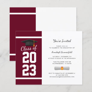 Papier Graduation 2025 Bourgogne Grad Party Invitation