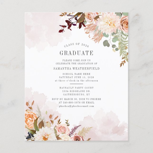 Papier Graduation 2025 Floral Grad Party Invitation (Devant)