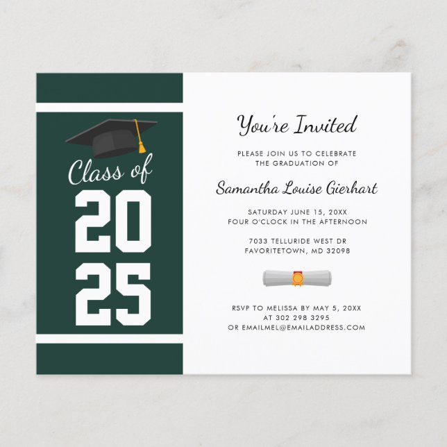 Papier Graduation 2025 Green Grad Party Invitation (Devant)