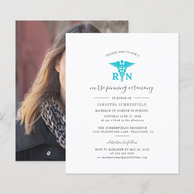 Papier Graduation 2025 Infirmière Pinning Party Invitatio (Devant / Derrière)