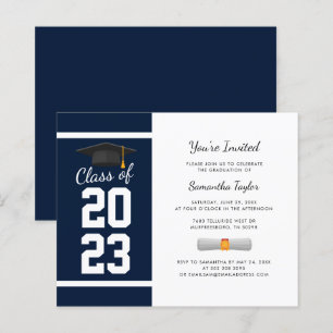 Papier Graduation 2025 Marine Blue Party Invitation