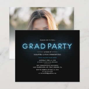 Papier Graduation 2025 Neon Grad Photo Party Invitation
