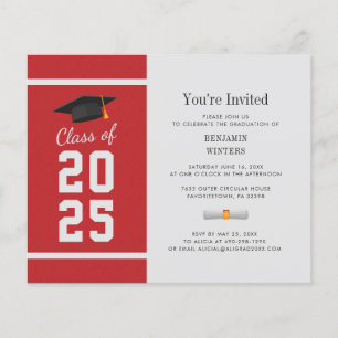 Papier Graduation 2025 Red Grad Party Invitation