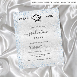 Papier Graduation argenté bleu clair budget invitation