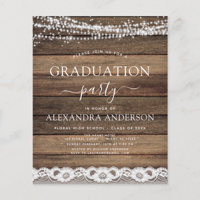 Papier Graduation budgétaire Rustic Farmhouse 2023 (Devant)