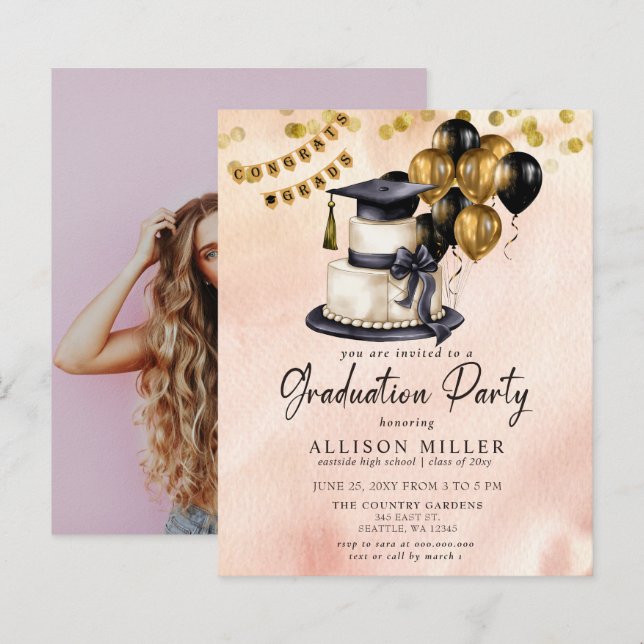 Papier Graduation du budget Célébration de la photographi (Devant / Derrière)