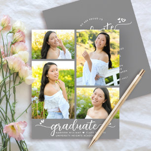 Papier Graduation du budget gris 4 Script photo Invitatio