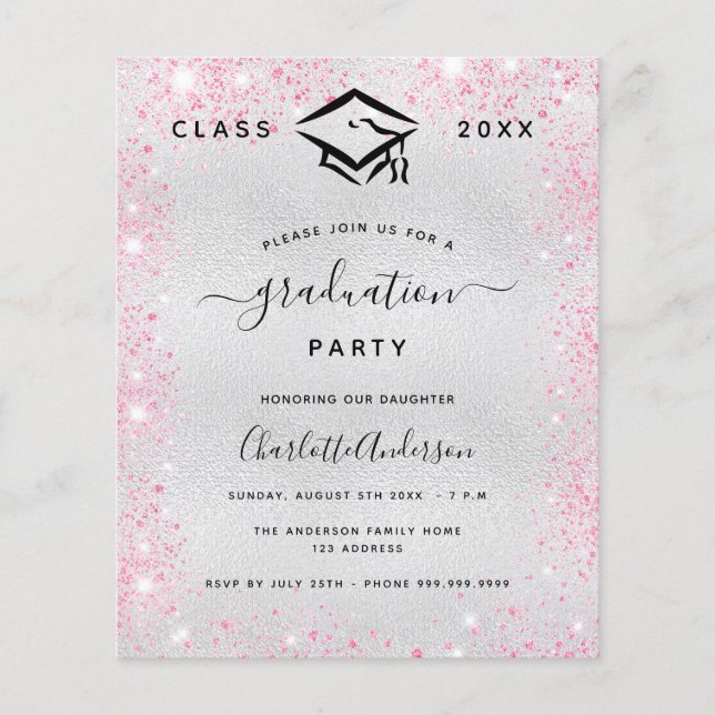 Papier Graduation fête argent rose parties scintillant in (Devant)