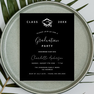 Papier Graduation noir blanc invitation budgétaire 2024