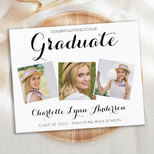 Papier Graduation Party 3 Photo Élégant budget Invitation