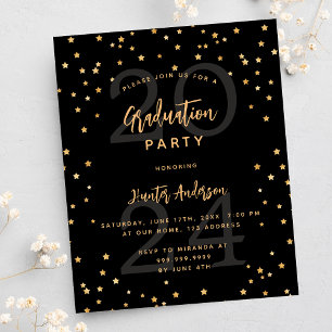 Papier Graduation party black star année 2025 invitation
