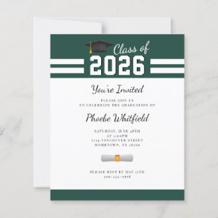 Papier Graduation Party Green White Grad 2024 Invitation