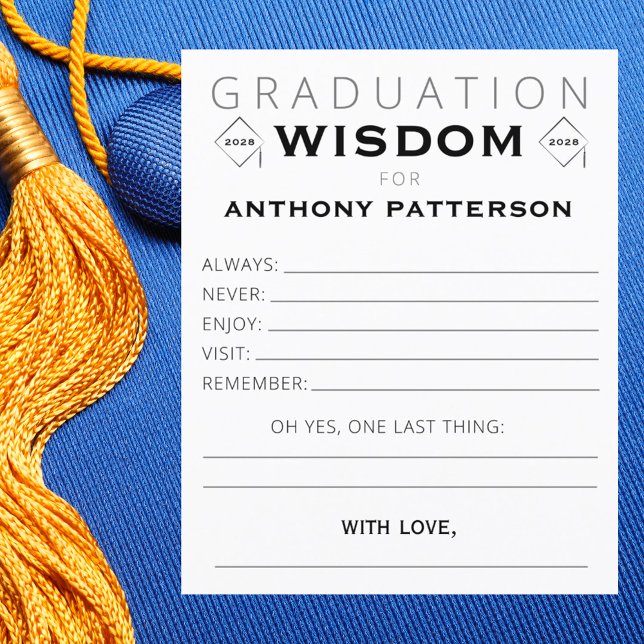 Papier Graduation Party Wisdom Card Black Gold Invités (Créateur téléchargé)