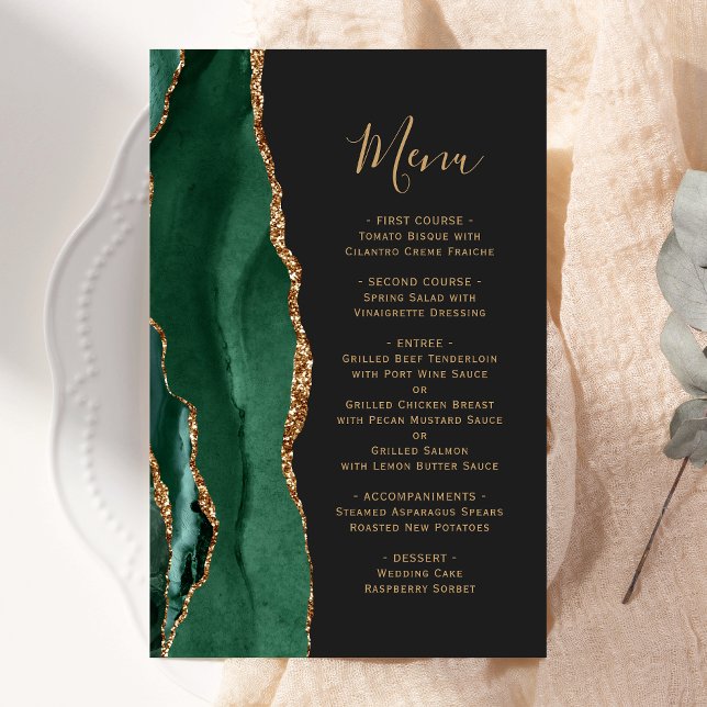 Papier Grand Budget Emerald Green Or Agate Mariage foncé (Créateur téléchargé)