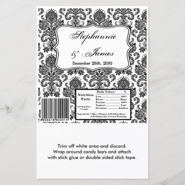 Papier Grandes barrettes de Hershey noir blanc Damas Lac (Devant)