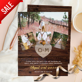 Papier Grange Rustique Bois photo Collage Coeurs gravés