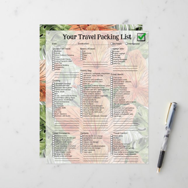 Papier Graphique en aquarelle florale tropicale Tangérine (Devant/Arrière en situation)