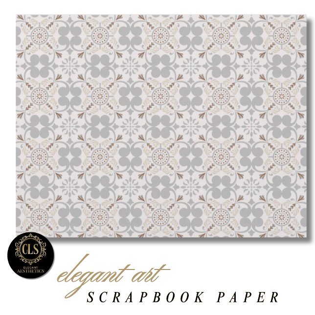 Papier Gray Spanish Tile Pattern Scrapbook Paper  (Scrapbook Paper – Spanish Tile Pattern)