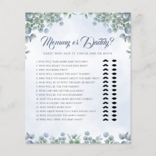 Papier Green Blue maman ou papa Baby shower jeu