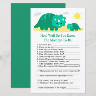 Papier Green Dino Connaissez-vous bien le jeu baby shower