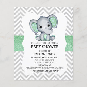 Papier Green Elephant Chevron Parties scintillant Baby sh