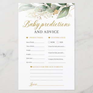 Papier Green Eucalyptus baby pronostics et le jeu de cons