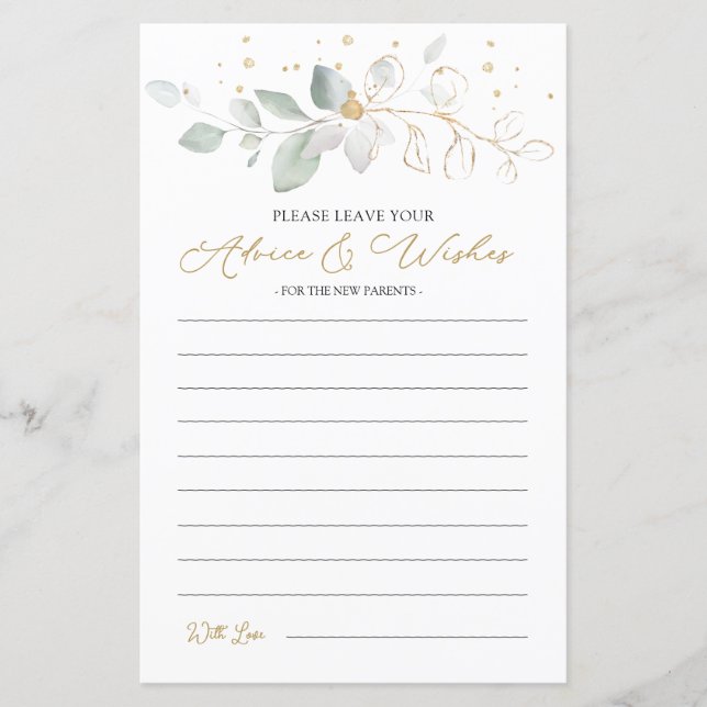 Papier Green Gold Foliing Conseils et souhaits pour les n (Devant)