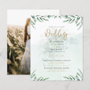 Papier Green Gold PHOTO Mariage Inviter BUDGET