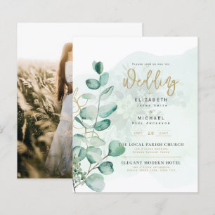Papier Green Gold PHOTO Mariage Inviter BUDGET