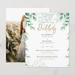 Papier Green Gold PHOTO Mariage Inviter BUDGET