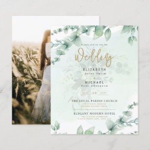 Papier Green Gold PHOTO Mariage Inviter BUDGET