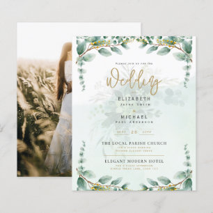 Papier Green Gold PHOTO Mariage Inviter BUDGET