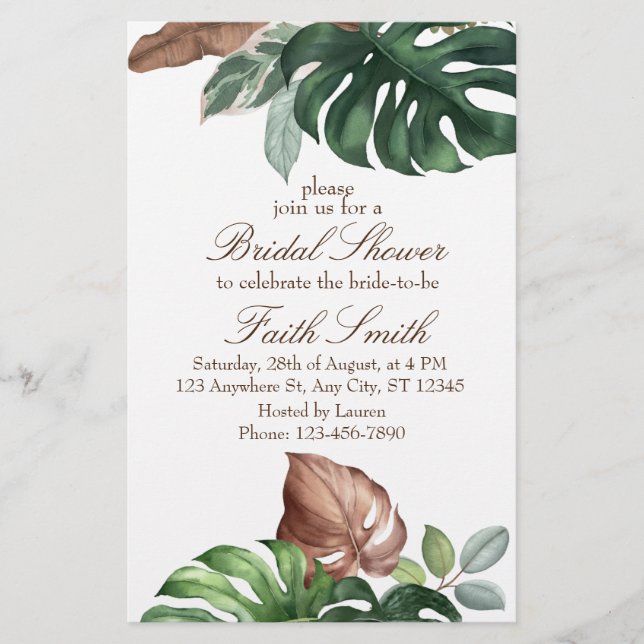 Papier Green Pampas Grass Floral Douche nuptiale Invitati (Devant)