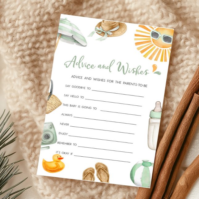 Papier Green Splish Splash Baby Conseils et voeux jeu (Summer Baby Bash Baby Shower Advice and Wishes Game)