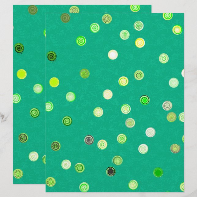 Papier Green Twisty Polka Dot Spiral 2-Sided Scrap Paper (Devant / Derrière)