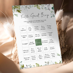Papier Greenery Baby Shower Game Find The Guest Bingo