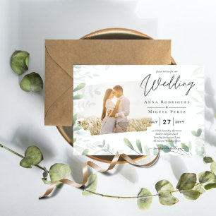 Papier Greenery Wedding Invitation Eucalyptus Budget