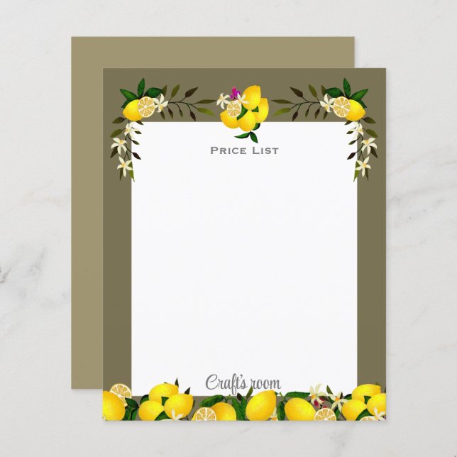 Papier Gris cendré citron (Devant / Derrière)