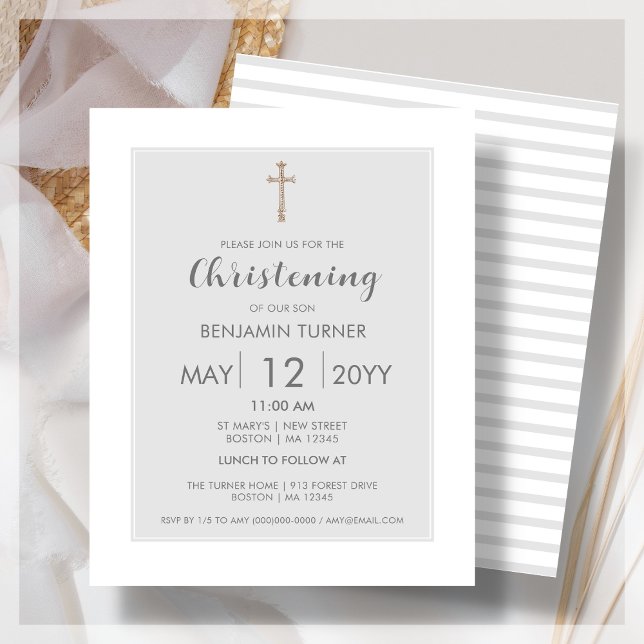 Papier Gris | Christening Budget Invitation (Créateur téléchargé)