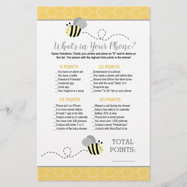 Papier Gris Jaune Bumble Bee Ce qui est dans votre jeu de (Devant)