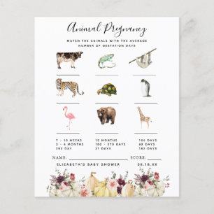 Papier Grossesse animale   Jeu Baby shower